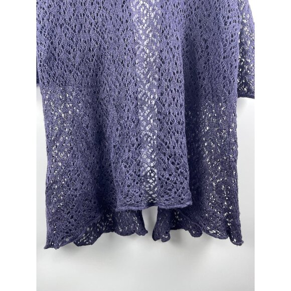 Eileen Fisher Open Knit Open Front Linen Metallic Longline Cardigan Womens Large - Picture 10 of 11